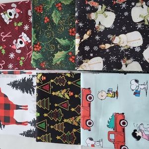 Christmas Themed Fabric Fat Quarters - Lot of 6